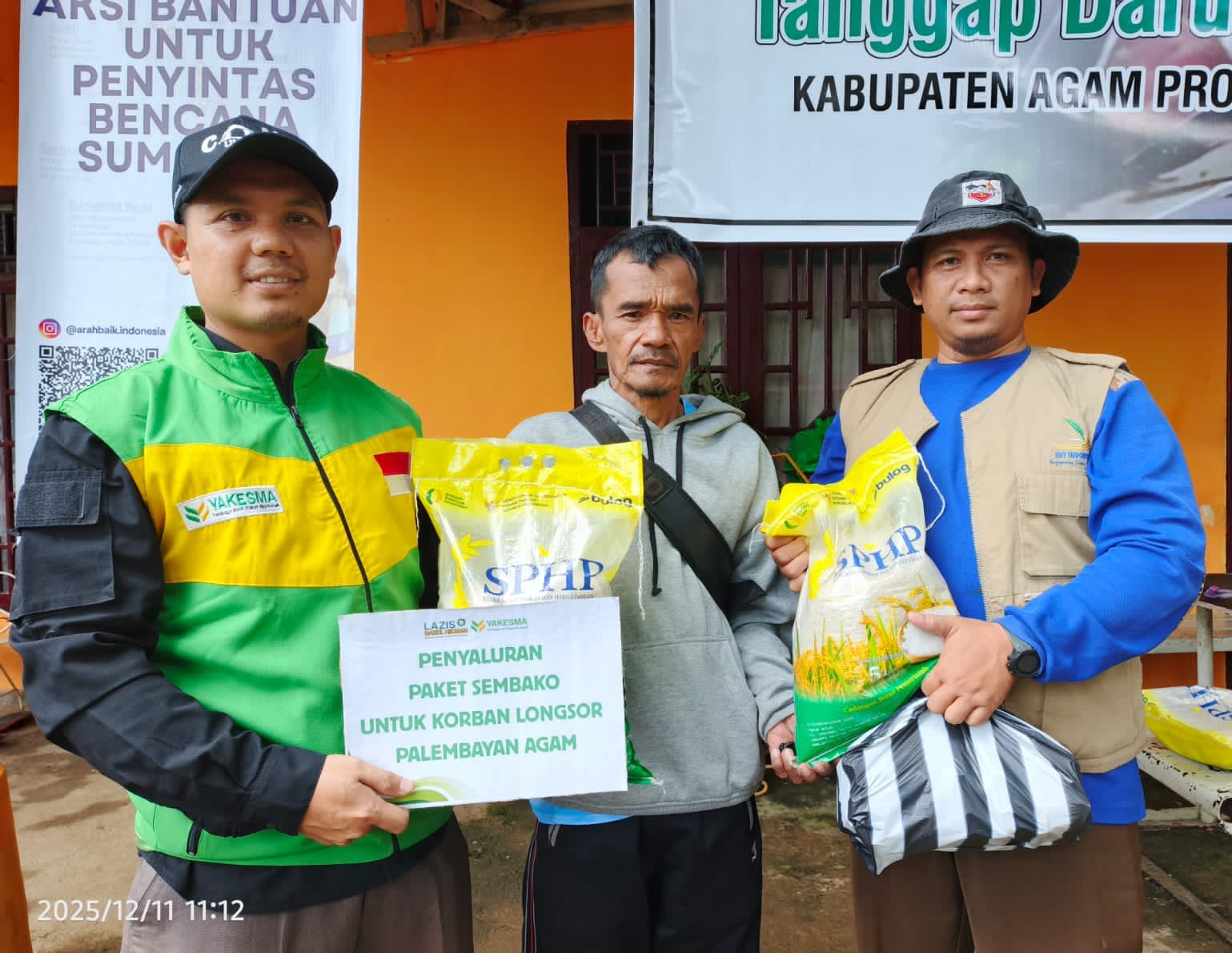 Yayasan Darul Hikmah Pasaman Barat Bersama Lazis DH Salurkan Bantuan Paket Sembako Ke Korban Bencana Alam di Agam